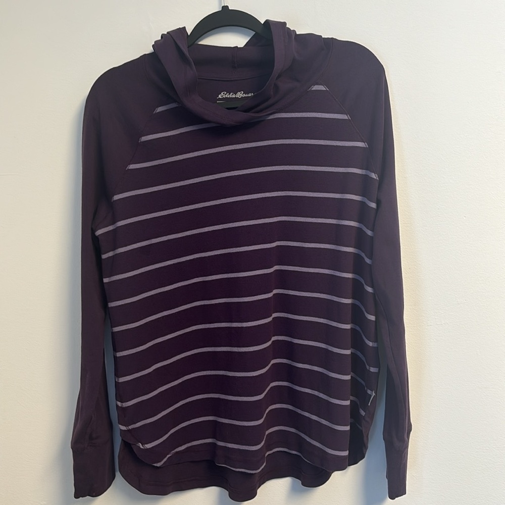 Eddie Bauer purple cotton hooded sweater